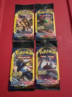POKEMON SWORD AND SHIELD Base 3 Card Mini Booster Packs Complete Art Set 4 Packs - Image 2