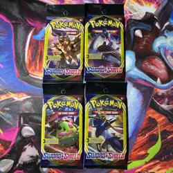Pokemon TCG Sword & Shield Base - 3 Card Booster Pack - 4 Pack - Full Art Set - Image 1