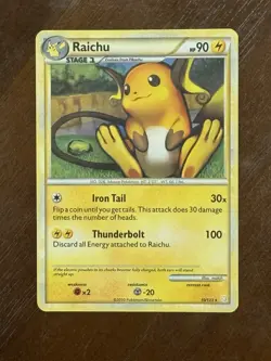 Pokemon Raichu 10/123 Holo Rare Card 2010 Heartgold & Soulsilver Stage 1 90 HP - Image 1
