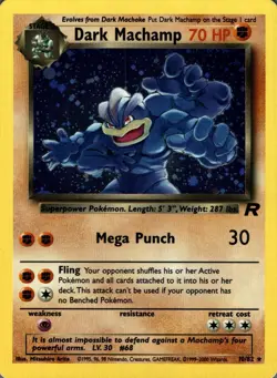 Dark Machamp 10/82 Rare Team Rocket Pokemon Unlimited Holo Lightly Played - Image 1