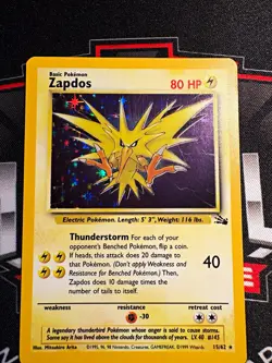 Wizards of the Coast Zapdos 15/62 Fossil Holo Rare Unlimited EN 80HP 1999 - Image 1
