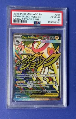 2026 Pokemon ASC EN Mega Eelektross ex Mega Attack Rare #266 PSA 10 GEM MT - Image 1