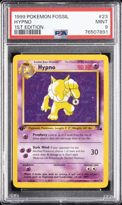 1999 POKEMON FOSSIL 1ST EDITION #23 HYPNO PSA 9 - Image 1