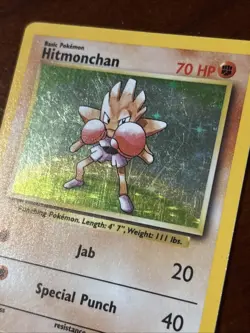 Pokemon Base Set Hitmonchan 7/102 Holo Rare MP - Image 3