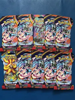 Lot of (10) Pokemon TCG : Chaos Rising Booster pack sleeved - Image 1