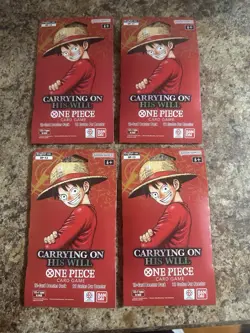 One Piece TCG OP-13 Carrying On His Will Sleeved Booster Pack Lot of 4 English - Image 1