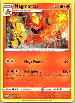 Magmortar Brilliant Stars 020/172 Rare Pokemon Near Mint Pokemon Card - Image 1