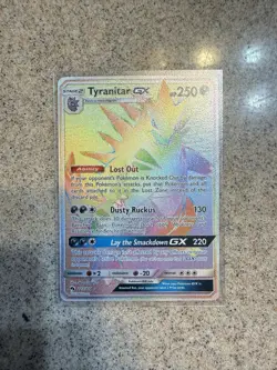 Pokemon Tyranitar GX Card 223/214 Sm-Lost Thunder Secret Rainbow Holo Rare Mint - Image 1