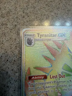 Pokemon Tyranitar GX Card 223/214 Sm-Lost Thunder Secret Rainbow Holo Rare Mint - Image 4