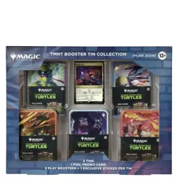 MTG TMNT 5 Tin Booster Collection Magic Gathering Ninja Turtles Sealed Box Set - Image 1