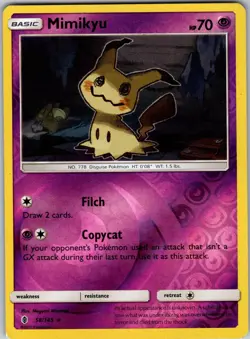 Mimikyu 58/145 Holo Rare Guardians Rising Pokemon Reverse Holo Lightly Played - Image 1