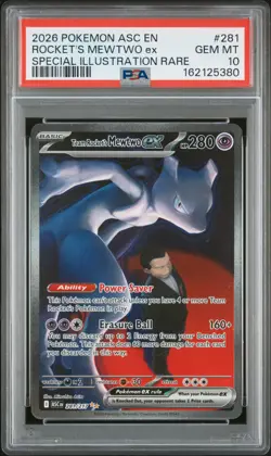 2026 POKEMON ASC EN-ASCENDED HEROES #281 TEAM ROCKET'S MEWTWO EX PSA 10 - Image 1