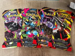 Pokemon Mega Evolution Pitch Black Sleeved Booster Pack Art Set (4 Packs) - Image 1