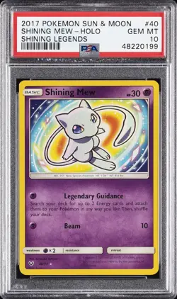 2017 POKEMON SUN & MOON SHINING LEGENDS #40 SHINING MEW-HOLO PSA 10 - Image 1