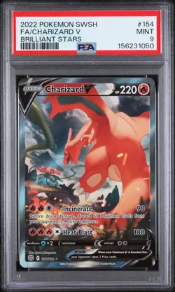 2022 POKEMON SWORD & SHIELD BRILLIANT STARS #154 FULL ART/CHARIZARD V PSA 9 - Image 1