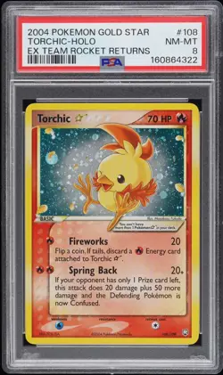 Pokemon Torchic Gold Star EX Team Rocket Returns 108/109 PSA 8 - Image 1