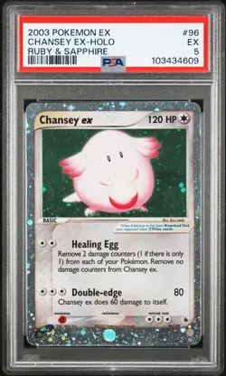 Chansey EX Holo 96/109 Ruby & Sapphire Pokemon PSA 5 - Image 1