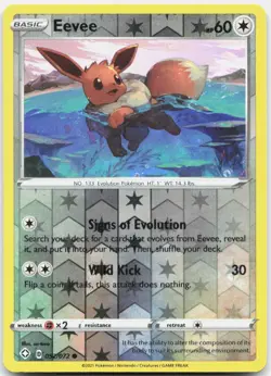 Eevee 052/072 Common Shining Fates Pokemon Reverse Holo Near Mint - Image 1