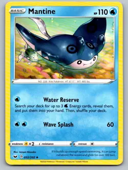 Mantine 052/202 Uncommon Sword & Shield Pokemon Lightly Played - Image 1