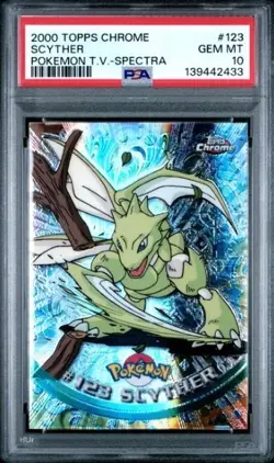 Pokemon 2000 Topps Chrome Scyther Spectra #123 PSA 10 Low Pop NEW MODERN GRADE - Image 1