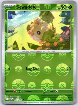 Sewaddle (Poke Ball Pattern) 001/086 Common White Flare Pokemon Holo LP - Image 1