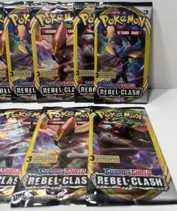 (10) Pokemon TCG Cards Sword and Shield Rebel Clash 3 Card Pack - New Sealed - Image 3
