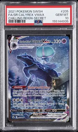 POKEMON SWORD & SHIELD CHILLING REIGN FULL ART/SHADOW RIDER CALYREX VMAX PSA 10 - Image 1