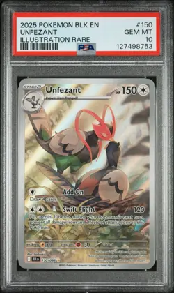 2025 POKEMON BLK EN-BLACK BOLT #150 UNFEZANT ILLUSTRATION RARE PSA 10 POP 37 - Image 1