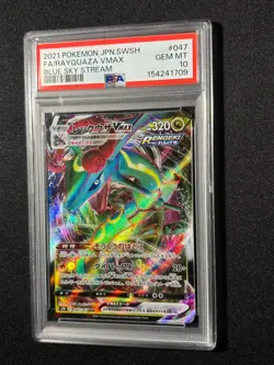 POKEMON JAPANESE SWORD & SHIELD BLUE SKY STREAM 047 FA RAYQUAZA VMAX PSA 10 - Image 1