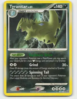 2008 Pokemon, Stormfront, #30/100 Tyranitar, Rare - Image 1