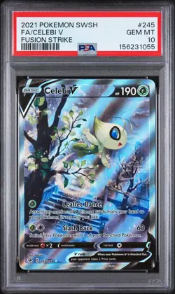 2021 POKEMON SWORD & SHIELD FUSION STRIKE #245 FULL ART/CELEBI V PSA 10 - Image 1