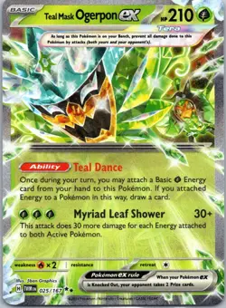Teal Mask Ogerpon ex 025/167 Double Rare Twilight Masquerade Pokemon Holo NM - Image 1