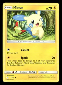 Minun 34/73 Shining Legends LP Pokemon - Image 1