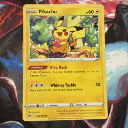 Pokemon TCG Pikachu 052/196 Sword & Shield Lost Origin Holo Common ENG HP 60 - Image 1