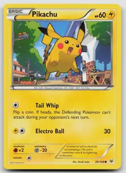 Pikachu 20/108 Roaring Skies Pokemon LP fast ship - Image 1