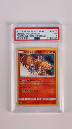 2017 POKEMON SM BLACK STAR PROMO #SM70 SHINING HO-OH-HOLO PSA 7 - Image 1