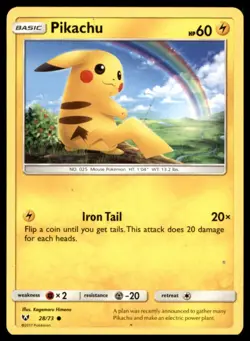 Pikachu 28/73 Common Shining Legends Pokemon Lightly Played - Image 1