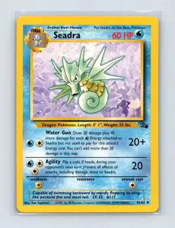 Seadra 42/62 Uncommon Fossil Pokemon Unlimited Lightly Played - Image 1