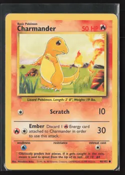 Charmander Common Base Set 046/102 NM Pokemon Card - Image 1