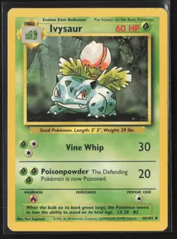 Ivysaur 30/102 Uncommon Base Set Unlimited Pokemon Lightly Played - Image 1