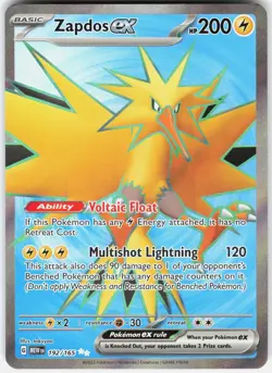 Pokemon Zapdos ex 192/165 Ultra Rare 151 Pokemon Holo Near Mint - Image 1