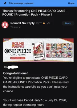 (IN HAND) One Piece Card Game Round 1 Promotion Pack English Promo 10 Packs - Image 2