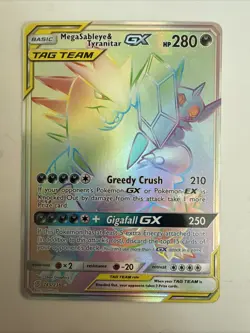 Mega Sableye & Tyranitar GX Tag Team 245/236 Rainbow Rare Pokemon Card See Photo - Image 1