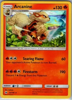 Arcanine 22/149 Holo SM Base Set - Pokemon Card - NM - Image 1
