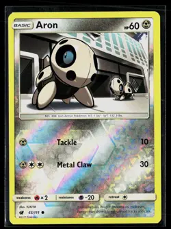 Aron 65/111 Common Reverse Holo Crimson Invasion Pokemon NM - Image 1