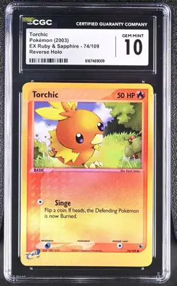 Pokemon Torchic 74/109 Reverse Holo EX Ruby & Sapphire - CGC 10 - Image 1