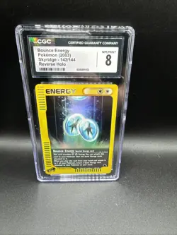 Bounce Energy 142/144 Skyridge Reverse Holo CGC 8 Graded Pokemon Card - Image 1