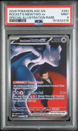 2026 POKEMON ASC EN-ASCENDED HEROES #281 TEAM ROCKET'S MEWTWO EX PSA 9 - Image 1