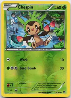 Chespin 8/162 Common BREAKthrough Pokemon Reverse Holo Near Mint - Image 1
