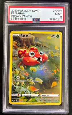 2023 Pokemon Sword & Shield Crown Zenith Paras #GG32 Full Art PSA 9 Mint - Image 1